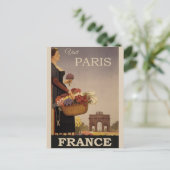 Vintag Paris Frankreich Reiseplakat Postkarte (Stehend Vorderseite)