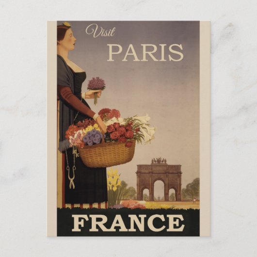 Vintag Paris Frankreich Reiseplakat Postkarte (Vorderseite)