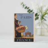 Vintag Paris Frankreich Reiseplakat Postkarte (Stehend Vorderseite)