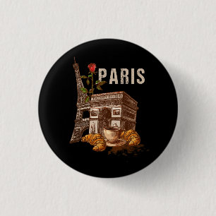 Vintag Paris Frankreich Urlaub Eiffel Tower Paris  Button