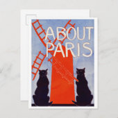Vintag Paris Frankreich Windmill Cats Postkarte (Vorne/Hinten)