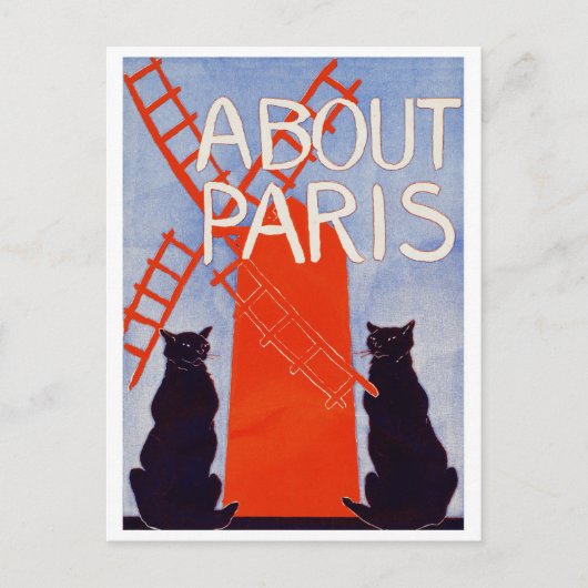 Vintag Paris Frankreich Windmill Cats Postkarte (Vorderseite)