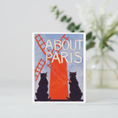 Vintag Paris Frankreich Windmill Cats Postkarte (Stehend Vorderseite)