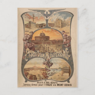 Vintag Paris Lyon Frankreich Reisen Tourismus Postkarte