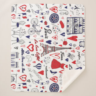 Vintag Paris: Muster für die Reiseroute Sherpadecke