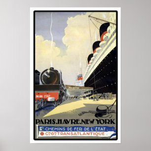 Vintag Paris nach New York Poster