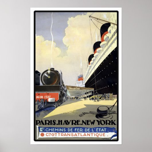 Vintag Paris nach New York Poster (Vorne)