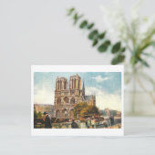 Vintag Paris Notre Dame Postkarte (Stehend Vorderseite)