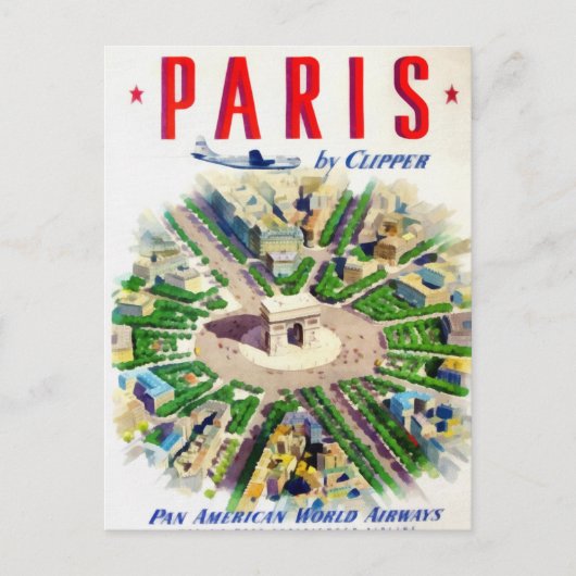 Vintag Paris Pan American Adv Postkarte (Vorderseite)