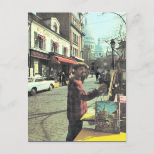 Vintag Paris, Paris Artist, Plaza de Theater, Postkarte