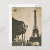 Vintag Paris Postkarte, Eiffelturm Postkarte (Vorne/Hinten)