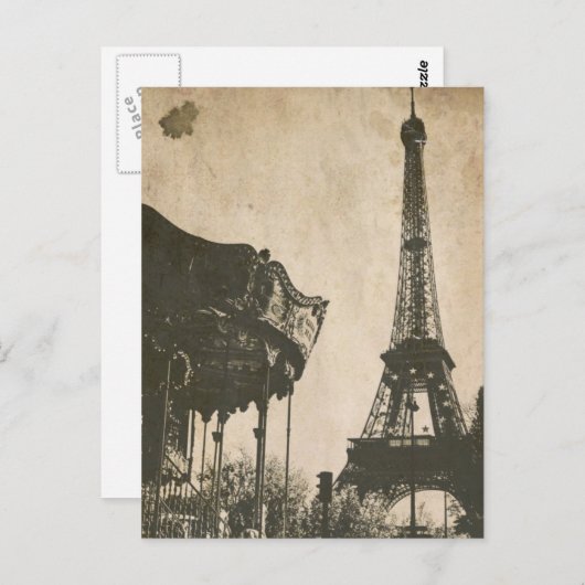 Vintag Paris Postkarte, Eiffelturm Postkarte (Vorne/Hinten)