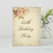 Vintag Paris Postmarks Chic Rose 55. Geburtstag Einladung (Stehend Vorderseite)