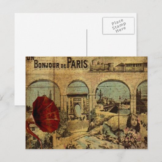 Vintag Paris Print Postkarte (Vorne/Hinten)