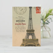 Vintag Paris Quinceanera 15 Geburtstag Einladung (Stehend Vorderseite)