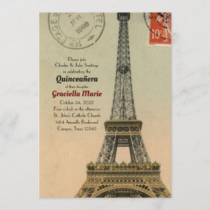 Vintag Paris Quinceanera 15 Geburtstag Einladung