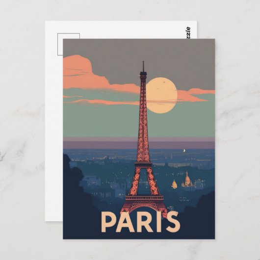 Vintag Paris Reisen Eiffelturm Retro Postkarte (Vorne/Hinten)
