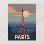 Vintag Paris Reisen Eiffelturm Retro Postkarte (Vorderseite)