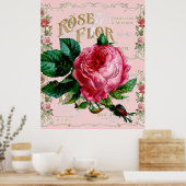 Vintag Paris Rosa Rose Mode, hübsche Blumenkunst Poster (Küche)