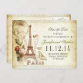 VINTAG PARIS SAVE THE DATE POSTCARDS ANKÜNDIGUNGSPOSTKARTE (Vorne/Hinten)