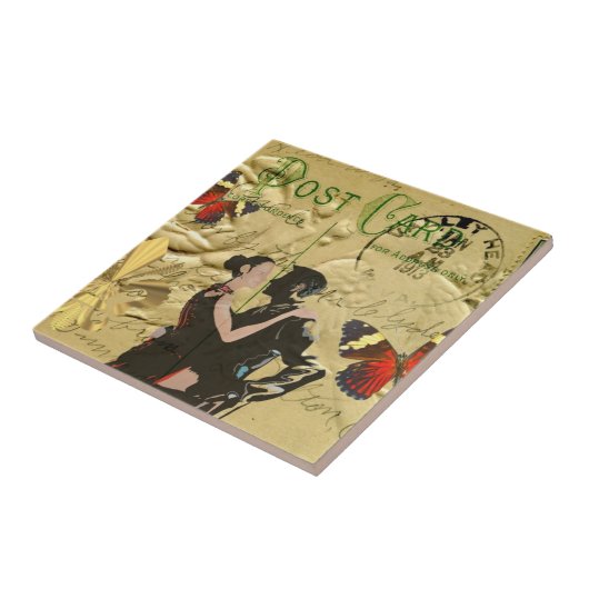 Vintag Paris Tango Postkarte Fliese (Seite)