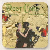 Vintag Paris Tango Postkarte Getränkeuntersetzer (Vorderseite)