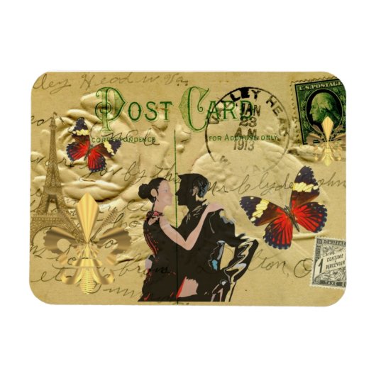 Vintag Paris Tango Postkarte Magnet (Horizontal)