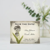 Vintag Parrot Tulip Save the Date Postkarte (Stehend Vorderseite)