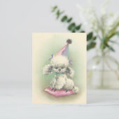 Vintag Party Poodle Einladungspostkarte (Stehend Vorderseite)