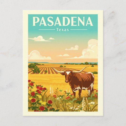 Vintag Pasadena Texas Postkarte (Vorderseite)