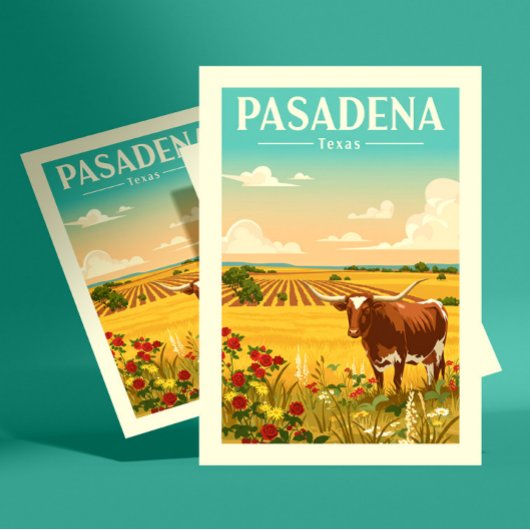 Vintag Pasadena Texas Postkarte
