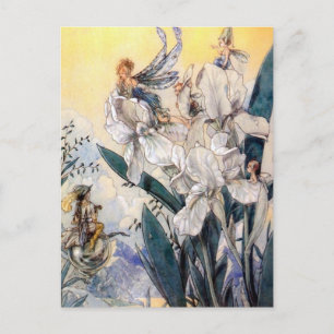 Vintag Pastel Blue Faires Postkarte