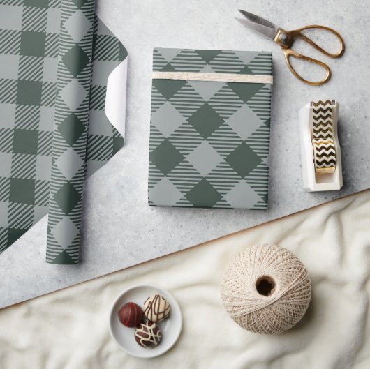 Vintag Pastel Blue Karo Gingham Pattern Geschenkpapier (Kunsthandwerk)