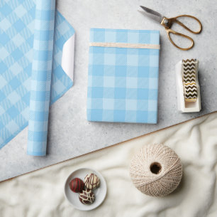 Vintag Pastel Blue Karo Gingham Pattern Geschenkpapier