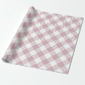 Vintag Pastel Pink Christmas Gingham Pattern Geschenkpapier (Ungerollt)