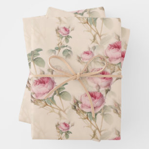 Vintag Pastel Rosa Elegante Rose Geschenkpapier Set