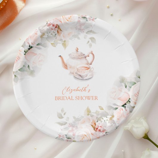 Vintag Pastel Rose Tee Party Brautparty Pappteller