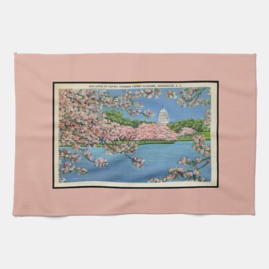 Vintag Pastel Washington D.C. Cherry Blossom Handtuch (Horizontal)