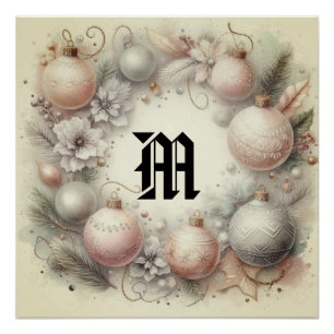 Vintag Pastel Watercolor Weihnachtsschmuck Poster