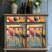 Vintag Pastellrosa Gelbe Papageien Seidenpapier