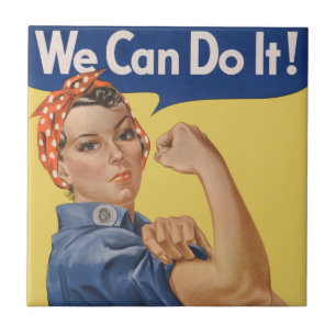 Vintag Patriotic Rosie der Riveter, wir können es Fliese