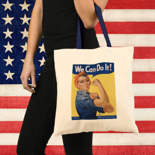 Vintag Patriotic Rosie der Riveter, wir können es Tragetasche