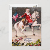 Vintag Patriotic Santa Postkarte (Vorne/Hinten)