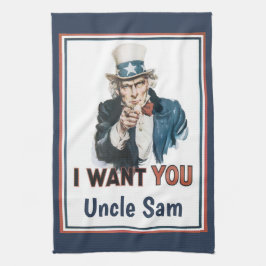 Vintag Patriotic Uncle Sam Woll Geschirrtuch