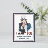 Vintag Patriotic Uncle Sam Woll Postkarte (Stehend Vorderseite)