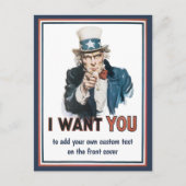 Vintag Patriotic Uncle Sam Woll Postkarte (Vorderseite)