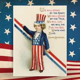 Vintag Patriotic Young Uncle Sam 4. Juli Feiertagspostkarte