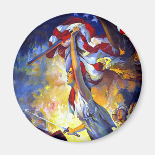 Vintag Patriotische Lady Liberty American Flag Adl Magnet