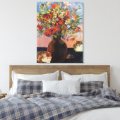 Vintag Paul Gauguin Blume und Katzen Leinwanddruck (Insitu (Schlafzimmer))