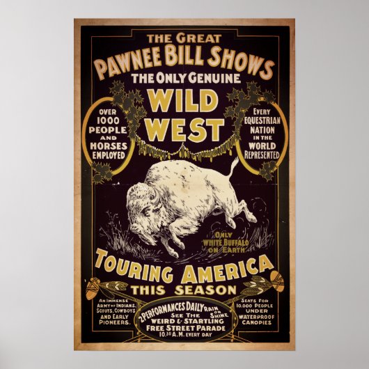 Vintag Pawnee Bill Wild West Show Poster (Vorne)